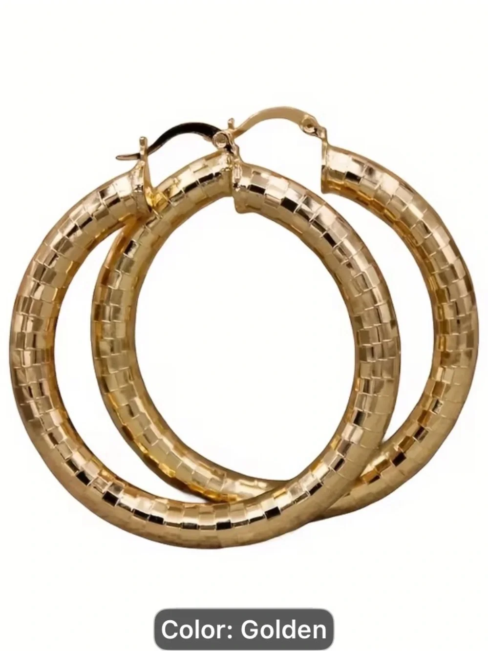 Golden Textured Hoop Earrings - Women Jewelry
